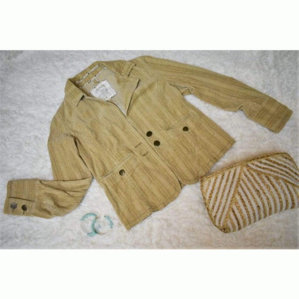 Maurices corduroy blazer jacket coat button pockets collar tan beige